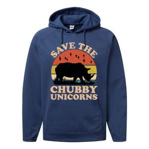 Save The Chubby Unicorns Rhino Funny Animal Rights Activists Cute Gift Performance Fleece Hoodie