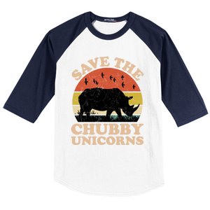 Save The Chubby Unicorns Rhino Funny Animal Rights Activists Cute Gift Baseball Sleeve Shirt