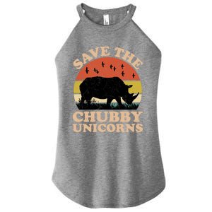 Save The Chubby Unicorns Rhino Funny Animal Rights Activists Cute Gift Women's Perfect Tri Rocker Tank