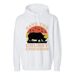 Save The Chubby Unicorns Rhino Funny Animal Rights Activists Cute Gift Garment-Dyed Fleece Hoodie