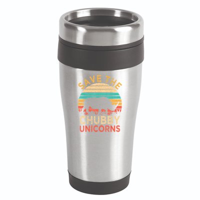 Save The Chubby Unicorns Rhino Vintage 16oz Travel Tumbler