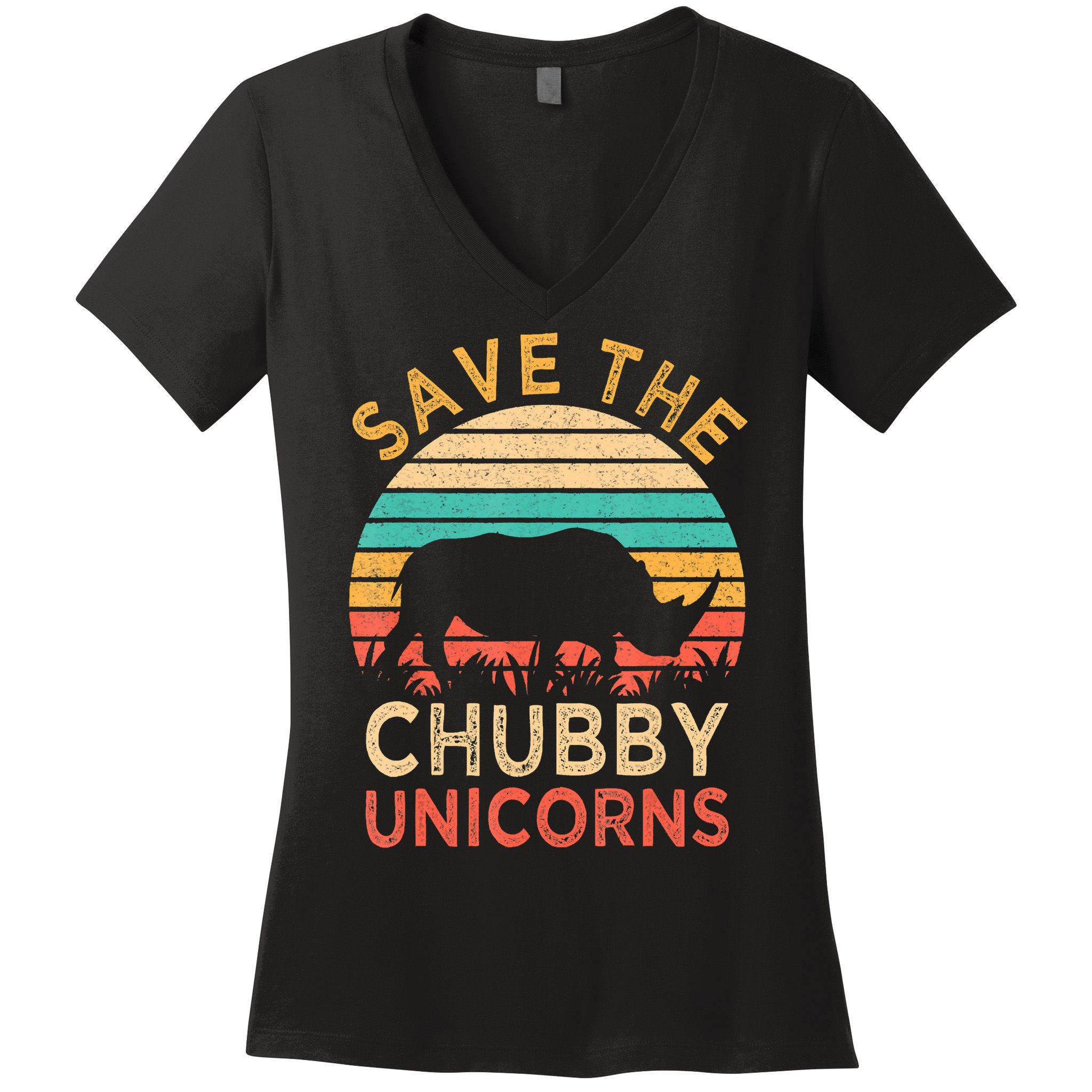 Save The Chubby Unicorns Rhino Vintage Women's V-Neck T-Shirt