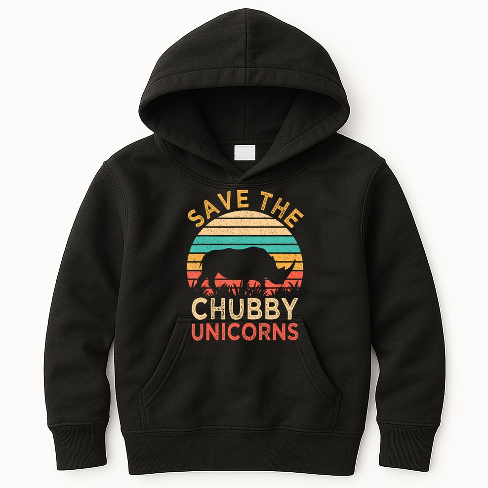 Save The Chubby Unicorns Rhino Vintage Kids Hoodie