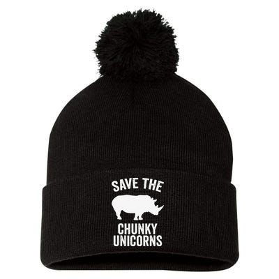 Save The Chunky Unicorns Funny Unicorn Lover Gift Idea Pom Pom 12in Knit Beanie