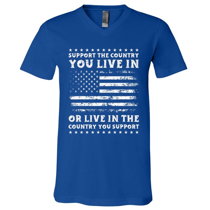 Support The Country You Live In The Country You Support Usa V-Neck T-Shirt