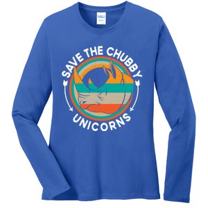 Save The Chubby Unicorn Funny Fat Rhino Animal Rights Gift Ladies Long Sleeve Shirt