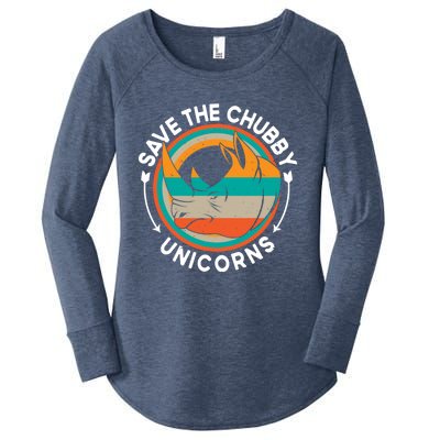 Save The Chubby Unicorn Funny Fat Rhino Animal Rights Gift Women's Perfect Tri Tunic Long Sleeve Shirt