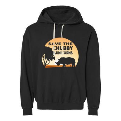 Save The Chubby Unicorns Fat Rhino Funny Garment-Dyed Fleece Hoodie