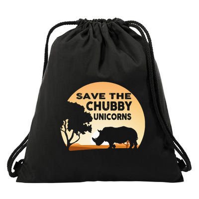 Save The Chubby Unicorns Fat Rhino Funny Drawstring Bag