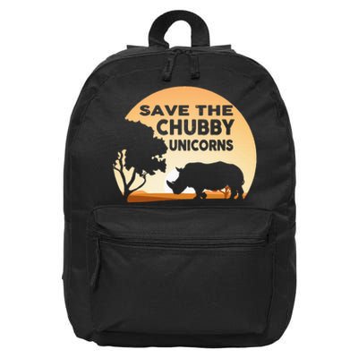 Save The Chubby Unicorns Fat Rhino Funny 16 in Basic Backpack