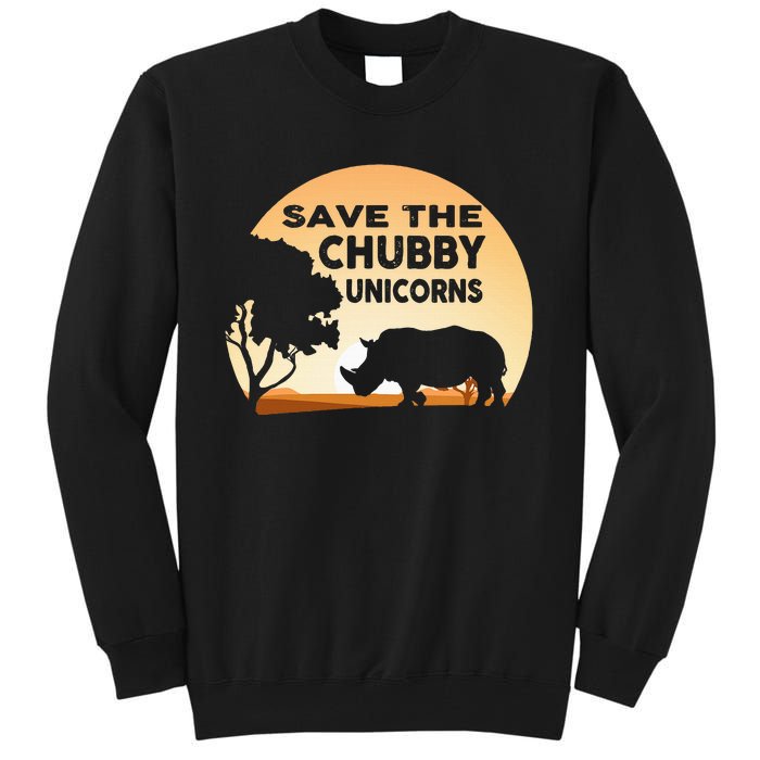 Save The Chubby Unicorns Fat Rhino Funny Tall Sweatshirt