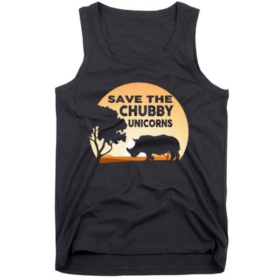 Save The Chubby Unicorns Fat Rhino Funny Tank Top