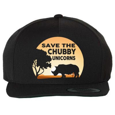 Save The Chubby Unicorns Fat Rhino Funny Wool Snapback Cap