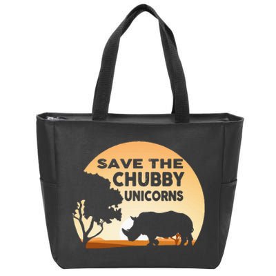 Save The Chubby Unicorns Fat Rhino Funny Zip Tote Bag