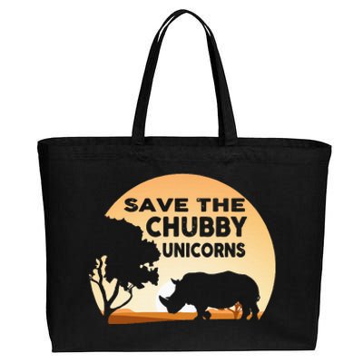 Save The Chubby Unicorns Fat Rhino Funny Cotton Canvas Jumbo Tote