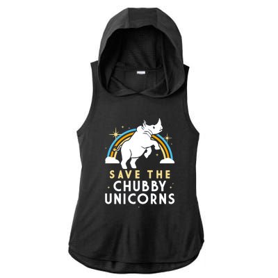 SAVE THE CHUBBY UNICORNS Ladies PosiCharge Tri-Blend Wicking Draft Hoodie Tank