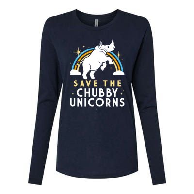 SAVE THE CHUBBY UNICORNS Womens Cotton Relaxed Long Sleeve T-Shirt