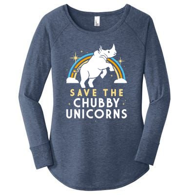 SAVE THE CHUBBY UNICORNS Women's Perfect Tri Tunic Long Sleeve Shirt