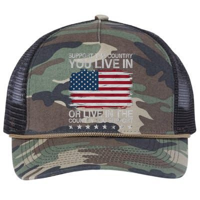 Support The Country You Live In Or Live In Where You Support Retro Rope Trucker Hat Cap