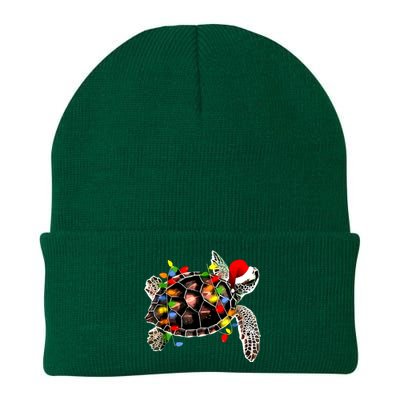 Sea Turtle Christmas Lights Funny Santa Hat Merry Christmas Knit Cap Winter Beanie