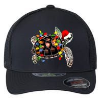 Sea Turtle Christmas Lights Funny Santa Hat Merry Christmas Flexfit Unipanel Trucker Cap