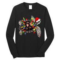 Sea Turtle Christmas Lights Funny Santa Hat Merry Christmas Long Sleeve Shirt