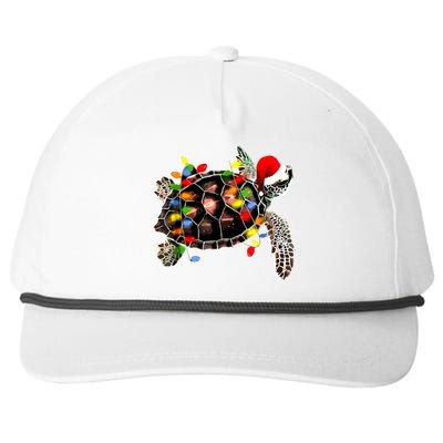 Sea Turtle Christmas Lights Funny Santa Hat Merry Christmas Snapback Five-Panel Rope Hat