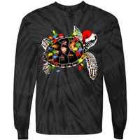 Sea Turtle Christmas Lights Funny Santa Hat Merry Christmas Tie-Dye Long Sleeve Shirt