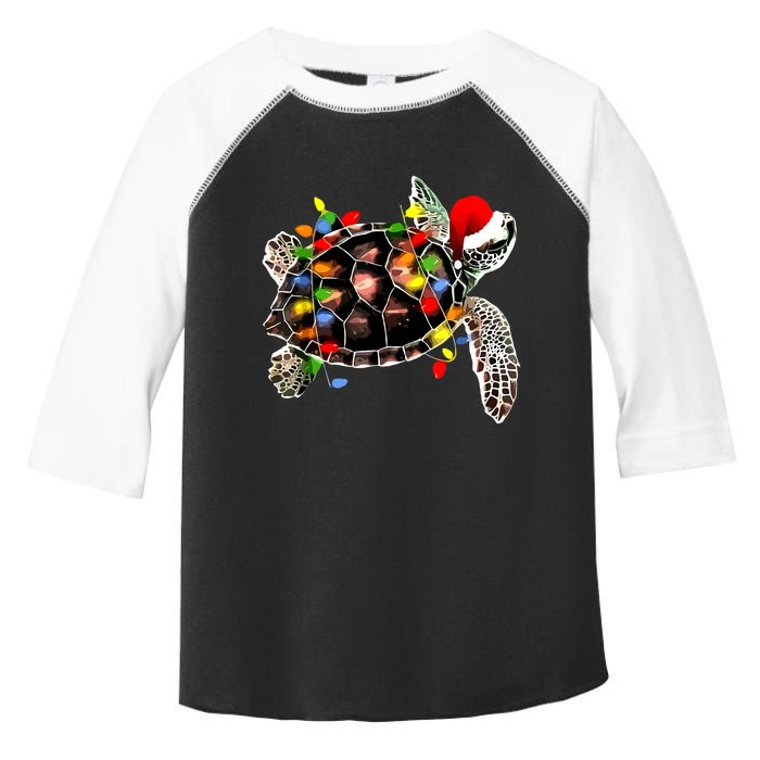 Sea Turtle Christmas Lights Funny Santa Hat Merry Christmas Toddler Fine Jersey T-Shirt