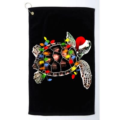 Sea Turtle Christmas Lights Funny Santa Hat Merry Christmas Platinum Collection Golf Towel