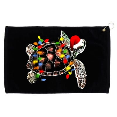 Sea Turtle Christmas Lights Funny Santa Hat Merry Christmas Grommeted Golf Towel