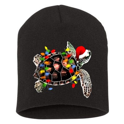 Sea Turtle Christmas Lights Funny Santa Hat Merry Christmas Short Acrylic Beanie