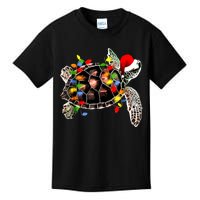 Sea Turtle Christmas Lights Funny Santa Hat Merry Christmas Kids T-Shirt