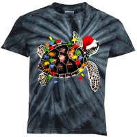 Sea Turtle Christmas Lights Funny Santa Hat Merry Christmas Kids Tie-Dye T-Shirt