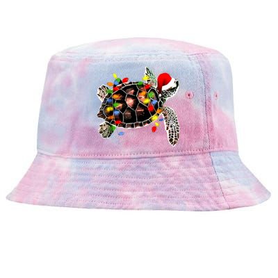 Sea Turtle Christmas Lights Funny Santa Hat Merry Christmas Tie-Dyed Bucket Hat