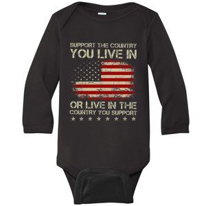 Support The Country You Live In The Country You Support Baby Long Sleeve Bodysuit