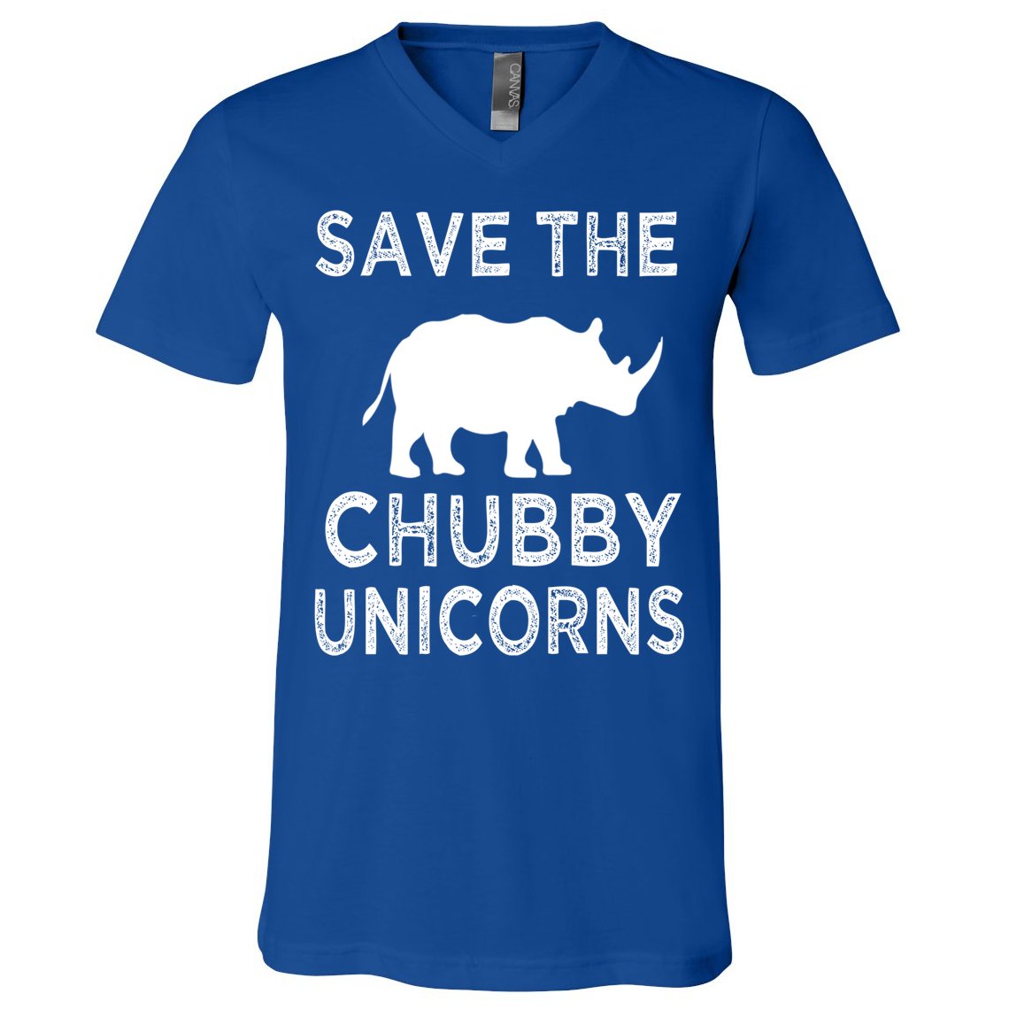 Save The Chubby Unicorns Rhino Funny Cute Gift V-Neck T-Shirt