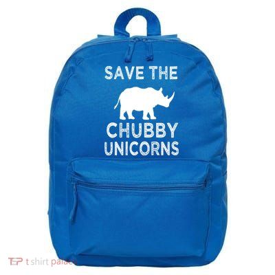 Save The Chubby Unicorns Rhino Funny Cute Gift 16 in Basic Backpack