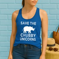 Save The Chubby Unicorns Rhino Funny Cute Gift Womens Tank Top