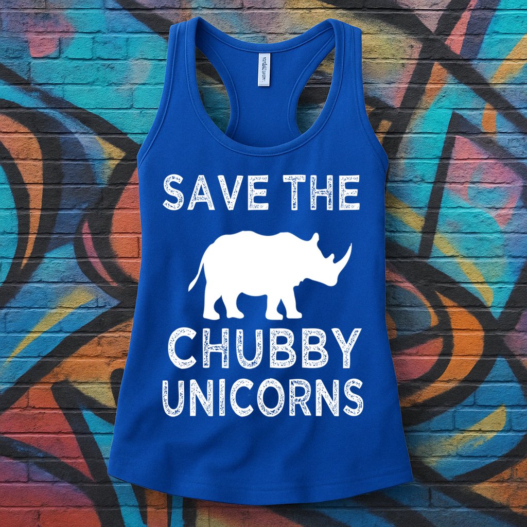 Save The Chubby Unicorns Rhino Funny Cute Gift Womens Tank Top
