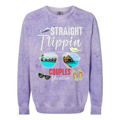 Straight Trippin Couples Trip 2024 Beach Summer Vacation Colorblast Crewneck Sweatshirt