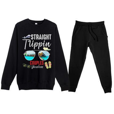 Straight Trippin Couples Trip 2024 Beach Summer Vacation Premium Crewneck Sweatsuit Set