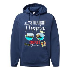 Straight Trippin Couples Trip 2024 Beach Summer Vacation Performance Fleece Hoodie