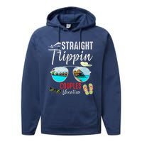 Straight Trippin Couples Trip 2024 Beach Summer Vacation Performance Fleece Hoodie