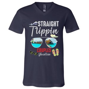 Straight Trippin Couples Trip 2024 Beach Summer Vacation V-Neck T-Shirt