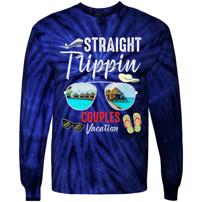 Straight Trippin Couples Trip 2024 Beach Summer Vacation Tie-Dye Long Sleeve Shirt