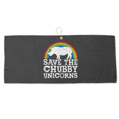 Save The Chubby Unicorns Gift Rhino Conservation Rainbow Large Microfiber Waffle Golf Towel