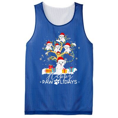 Shih Tzu Christmas Tree Santa Hat Lights Happy Pawlidays Great Gift Mesh Reversible Basketball Jersey Tank