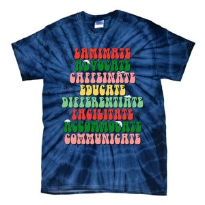 Sped Teacher Christmas Sped Laminate Advocate Caffeinate Tie-Dye T-Shirt