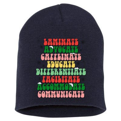 Sped Teacher Christmas Sped Laminate Advocate Caffeinate Short Acrylic Beanie